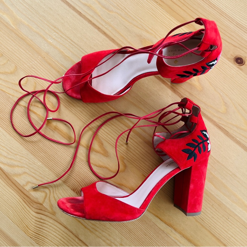 Kate Spade Red Oasis Lace-Up Block Heel